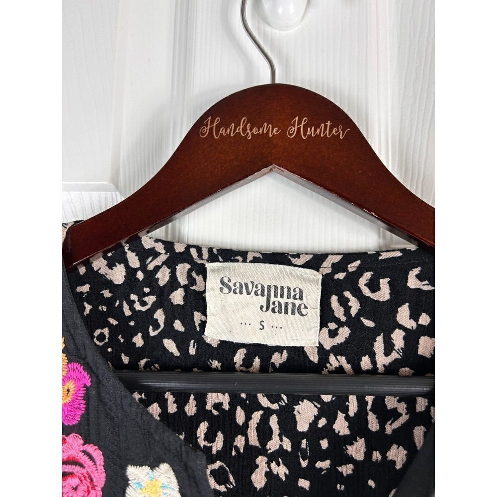 Savanna Jane Women Shirt Dress Black Size S Embroidered Animal Boho Swing E3 - Picture 11 of 12